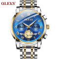 OLEVS Brand Wrist watch Real Three-Eye Fashion Business Sports Style Timing Quartz Core Stainless steel waterproof Men's Watches